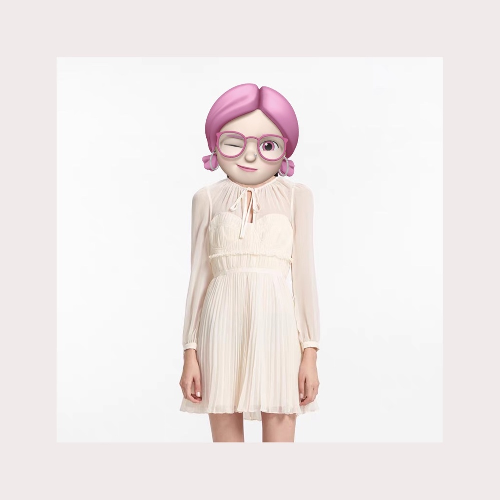 80% OFF! Self-Portrait Ivory Chiffon Pleated Mini Dress